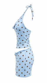 Set Top y Falda Polka Azul
