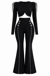 Set de Pantalon Con Top Hombreras Negro