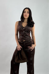 Set Chaleco y Pantalon Floreado Velvet Cafe