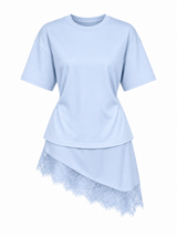 Tshirt Asimetrica Encaje Azul