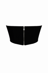 Top Corset Tiras Rhinestone Negro