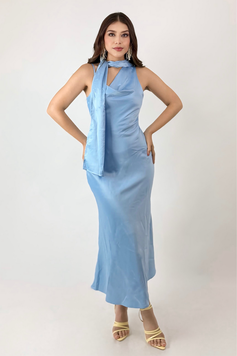 Vestido Satinado Alaska Azul