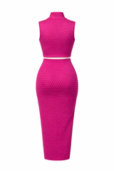 Set de Falda Midi Con Pedreria Rosa