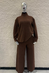 Set Blusa y Pantalon Oversize Tela Sweater Cafe