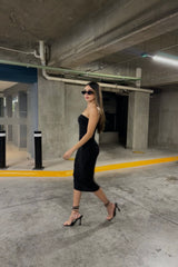 Vestido Midi App de Piedras Negro