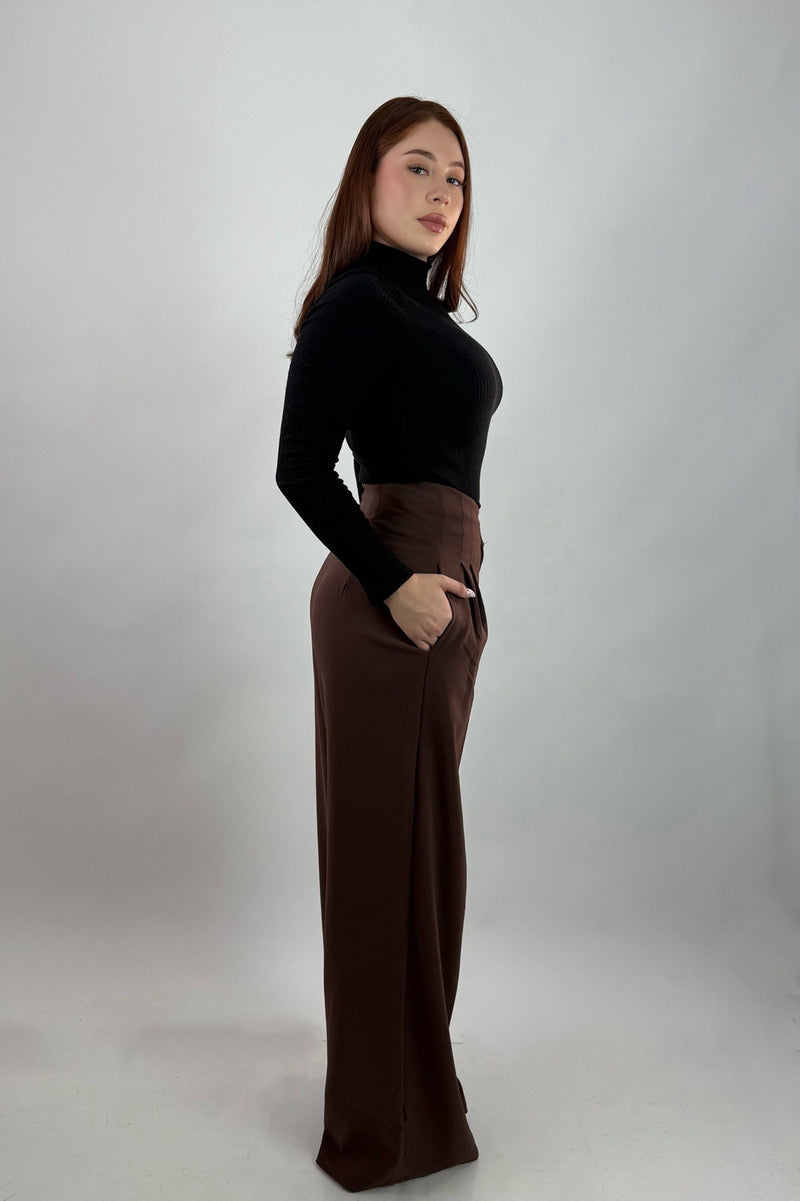 Blusa Manga Larga Tela Punto Negra