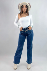 Pantalon Bordado Denim