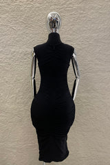 Vestido Midi Ruched Negro