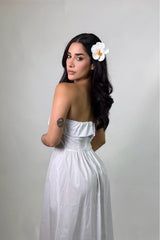 Vestido Strapless Midi Strapless Blanco