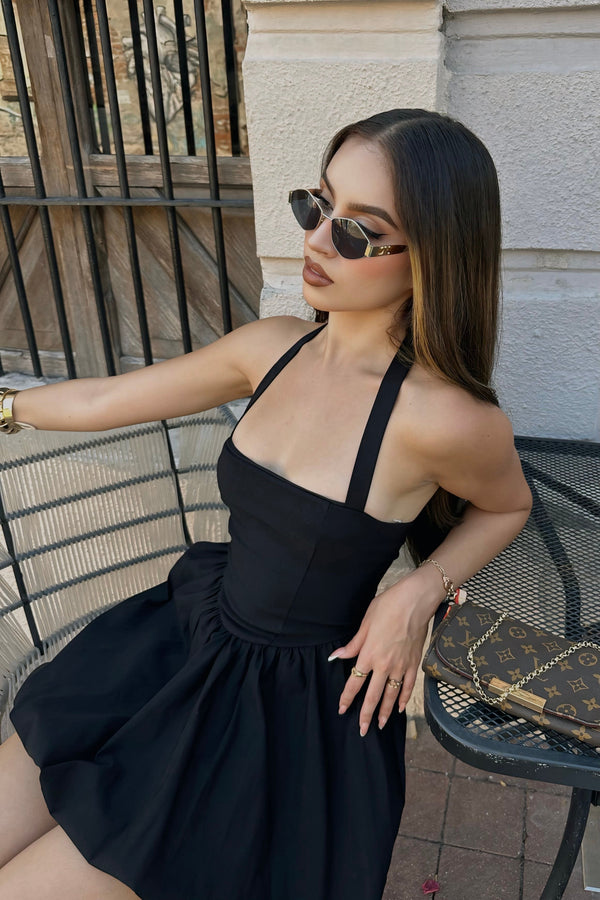 Vestido Halter Bubble Negro