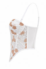 Corset de Tirantes Estampado Floreado Blanco
