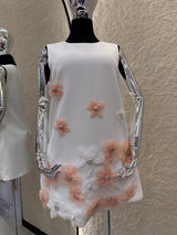 Vestido App de Flores Blanco