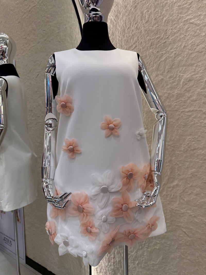 Vestido App de Flores Blanco