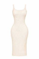 Vestido Largo Crochet Beige