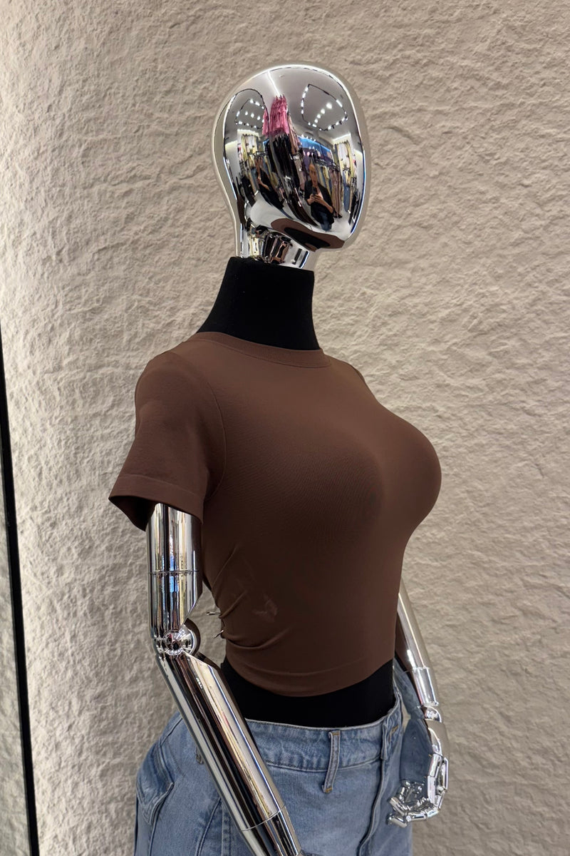 Crop Top Basic de Mangas Cafe