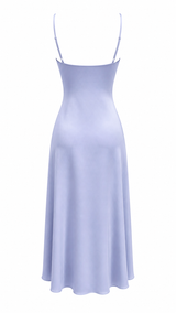 Vestido Largo Satinado Lavanda