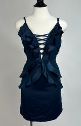 Vestido Ajustado Satin Con Olan