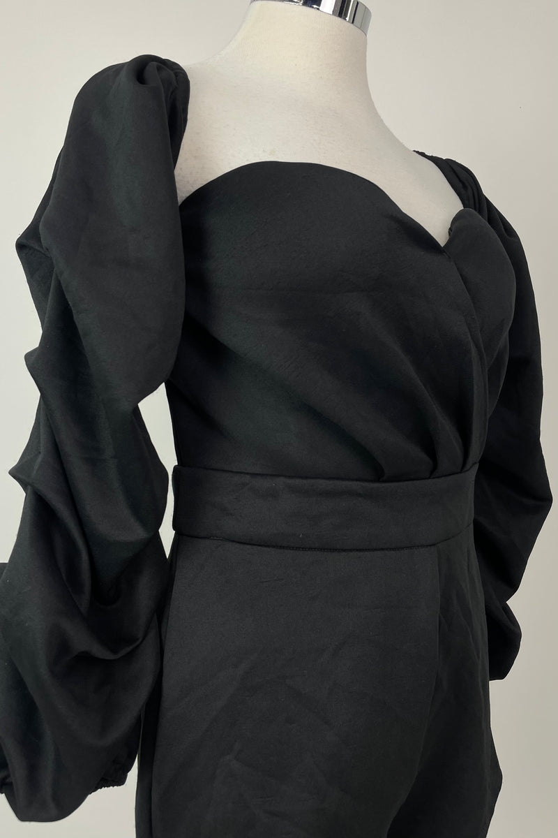 Jumper Negro Manga Abullonada