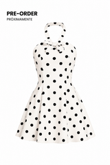 Vestido Halter Polka Blanco