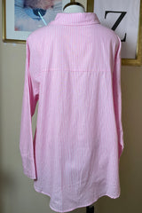 Camisa de Boton Rayada Rosa