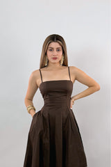 Vestido Midi Square Neck Chocolate