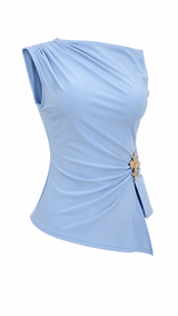 Blusa Asimetrica Ruched Azul