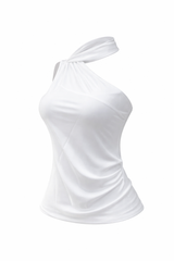 Blusa Satinada One Shoulder Blanca