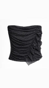 Crop Top Ruched Animal Print Negro