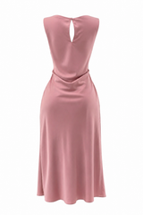 Vestido Midi Satin Rosa