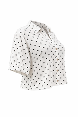 Camisa Corta Polka Blanca
