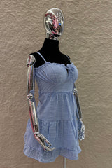 Vestido Gingham Volado Azul
