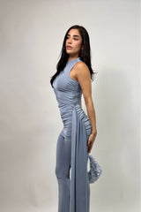 Set Blusa y Pantalon Ruched Azul