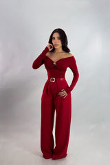 Blusa Brillosa App Dorada Roja