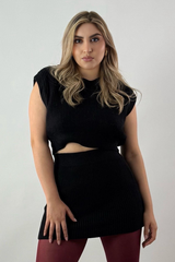 Set Top y Falda Sweater Negro