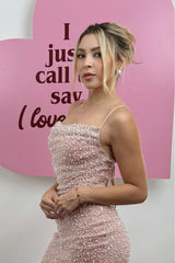 Vestido Corto Perlas Rosa