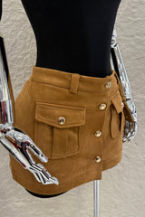 Falda Corta App de Bolsas Velvet Camel