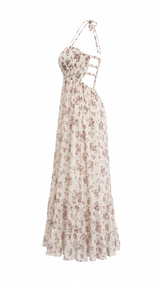 Vestido Midi Floreado Rosa