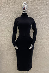 Set Blusa y Falda Tela Punto Negro