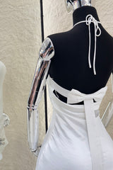 Vestido Halter Satinado Blanco