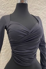 Blusa Manga Larga Ruched Negro