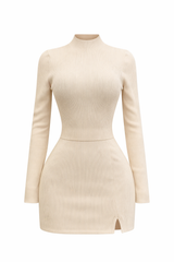 Set Blusa y Falda Tela Punto Beige