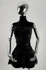 Vestido Strapless Ruched Shiny Negro