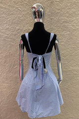 Vestido Gingham Corset Volado Azul