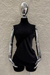 Blusa Satin con Encaje Negra