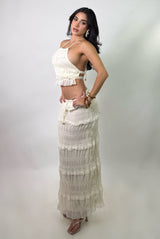 Set Top y Falda Olanes Beige