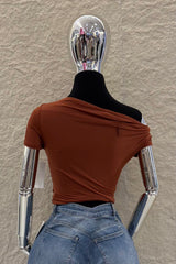 Top Off Shoulder Ruched Chedron