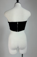 Top Corset Tiras Rhinestone Negro