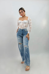 Pantalon Boyfriend Vibrant Rasgado Denim