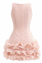Vestido Ruffle Corto Rosa