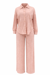 Set Camisa y Pantalon Rhinestone Rosa